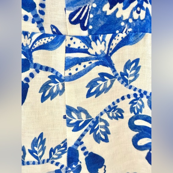 NWT Farm Rio Blue & White Linen Floral Birds Dress Size Small - Picture 8 of 11